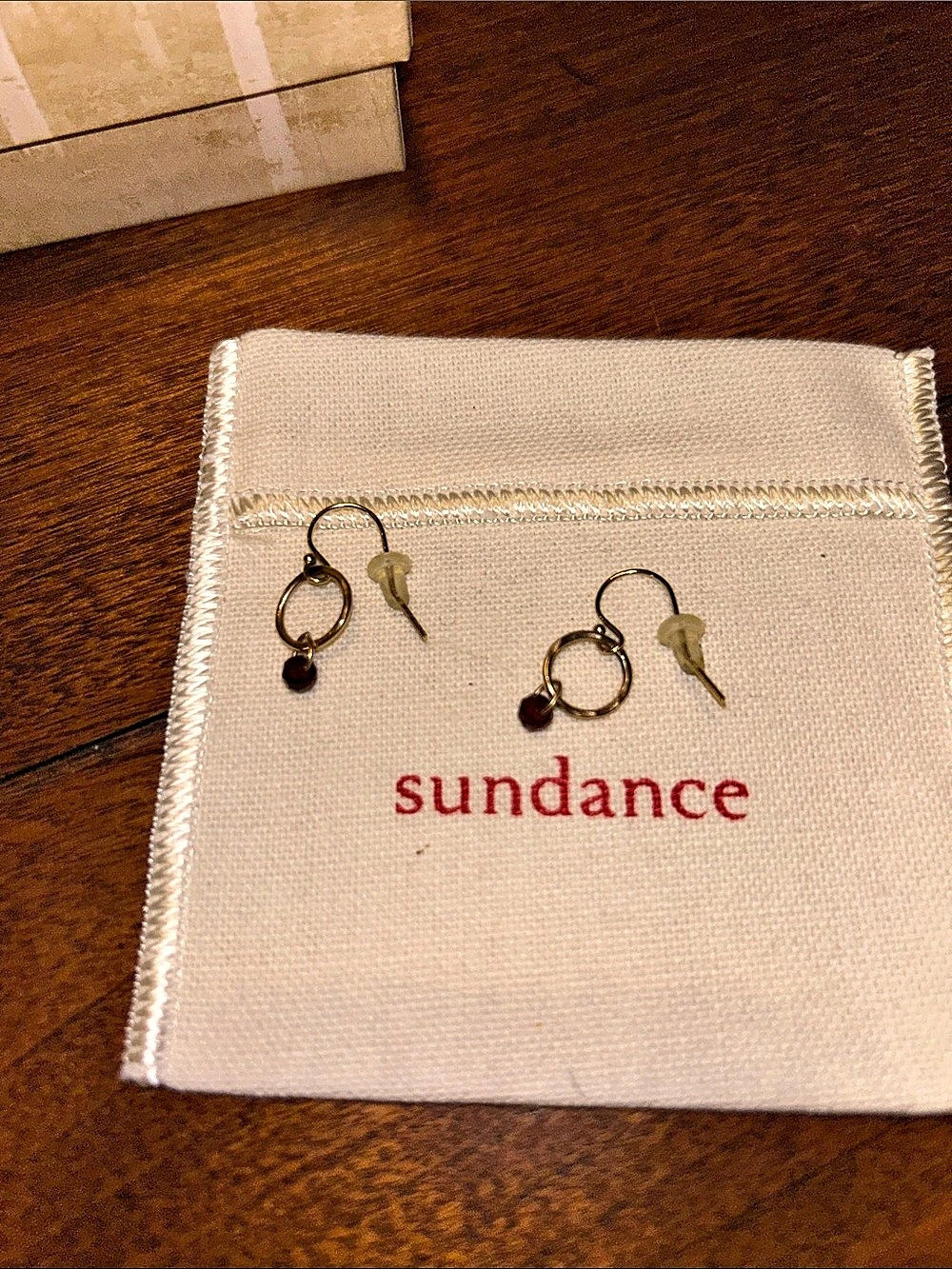 Sundance Gold Drop Earrings with Garnet